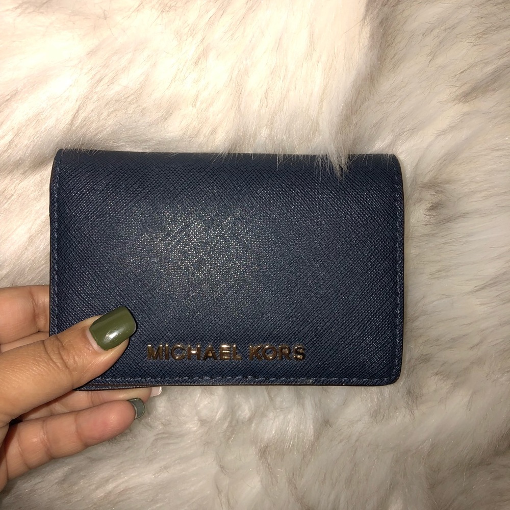 MK wallet Blue with Gold